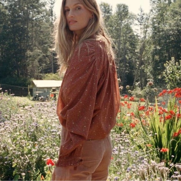 Doen Rust Paisley Ruffle Blouse - Picture 8 of 8